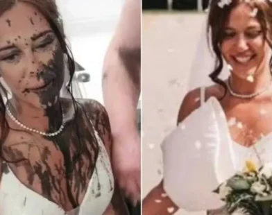Cunhada aparece em casamento e joga tinta preta no vestido da noiva